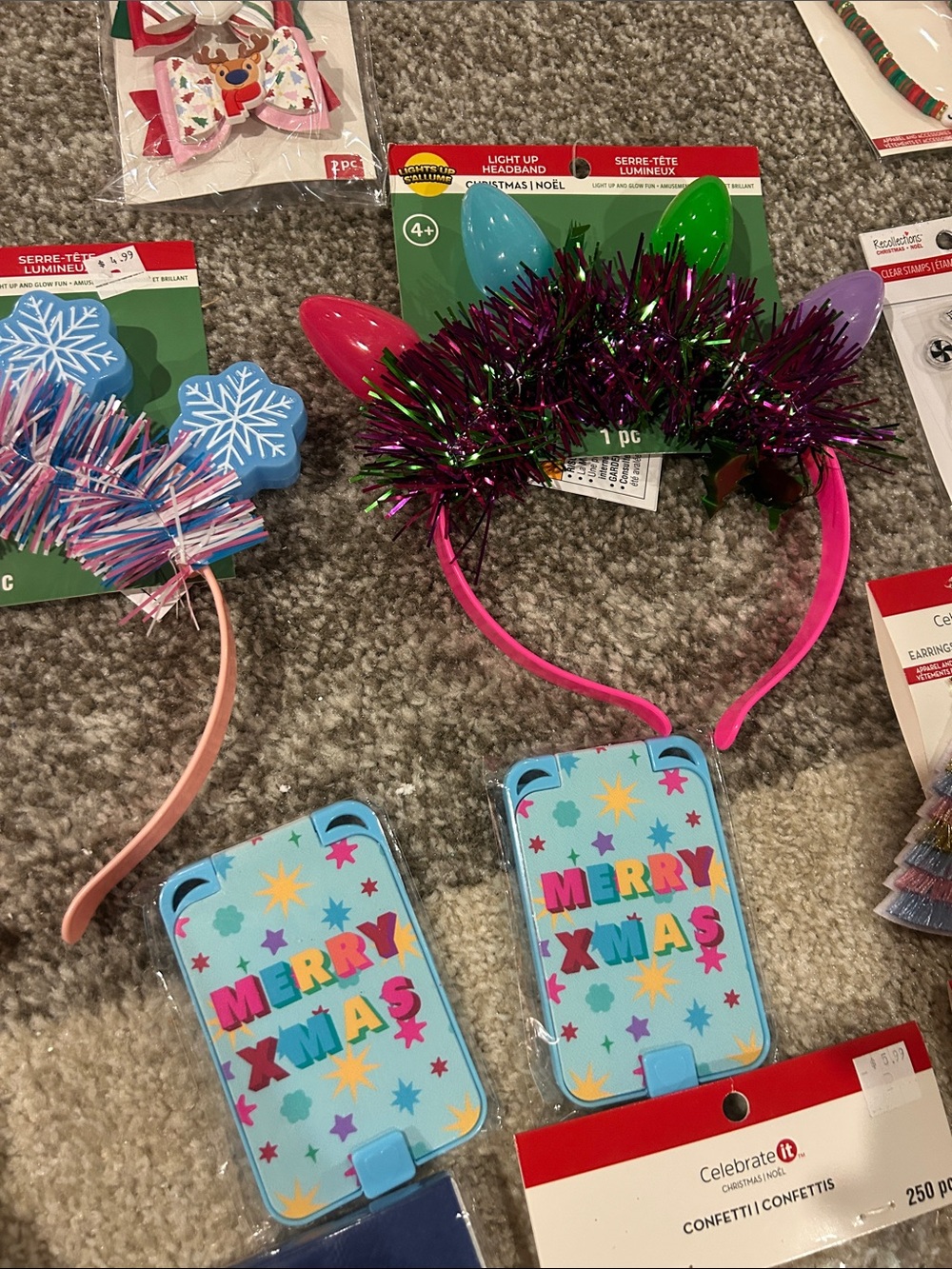 Holiday party supplies with Pink Tinsel Party Headbands all 21 items included